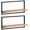 Wall Shelves 2 pcs. 80 x 25 x 35 cm Solid Acacia Wood and Steel