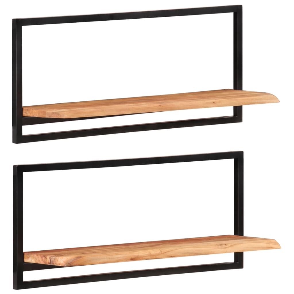 Wall Shelves 2 pcs. 80 x 25 x 35 cm Solid Acacia Wood and Steel