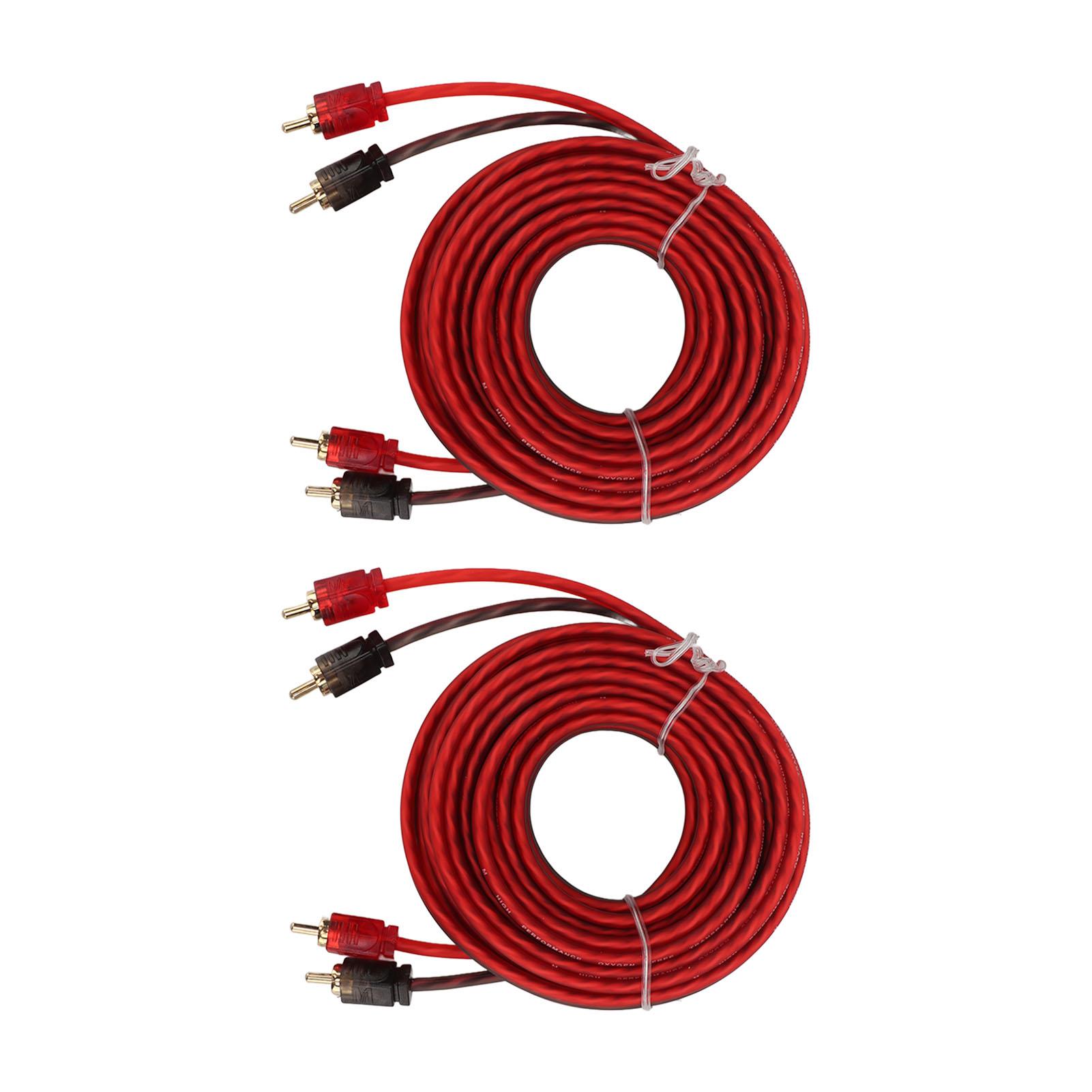 

2 шт. Автомобильный кабель RCA между мужчинами и мужчинами длиной 5 м, универсальный с резиновым покрытием, высокая проводимость для стереосистемы