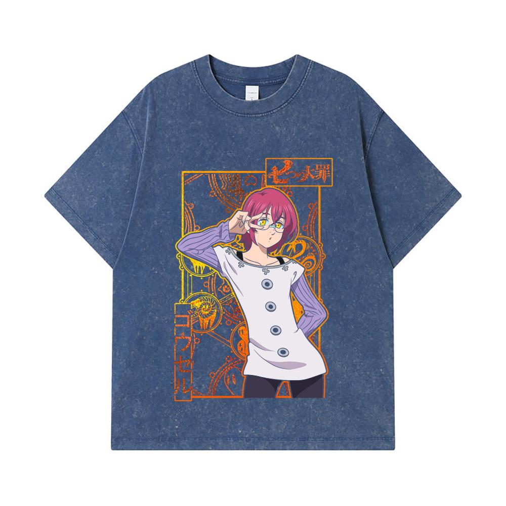 275 GSM Washed T-shirts 100% Cotton Seven Deadly Sins V11 Gowther Print Unisex Heavy Cotton T Shirt