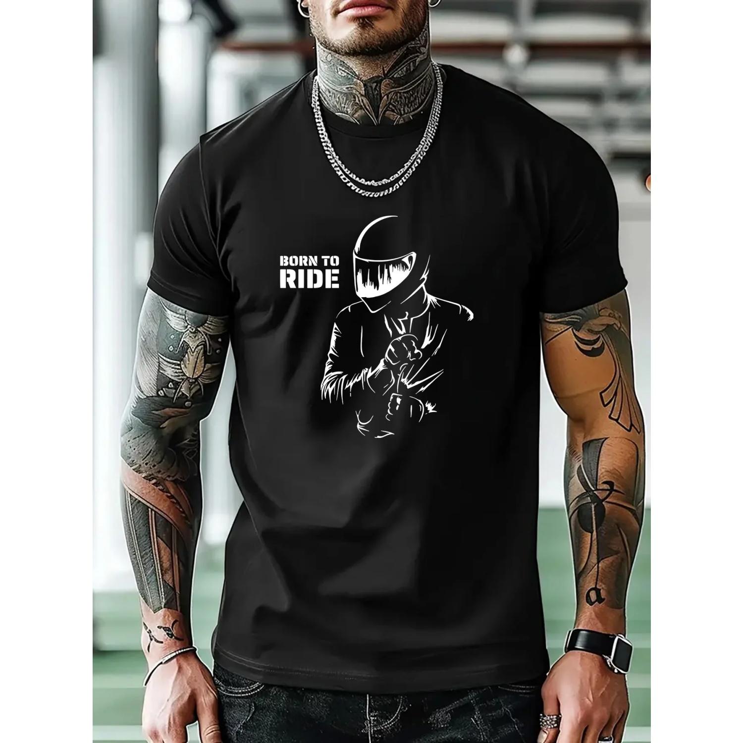 

Men s Motorcycle Racing Tshirt Featuring Riders and The Motto _Born To Ride_ Suitable for Fans Summer Outdoor Cycling Equipment XXXXXL чорний