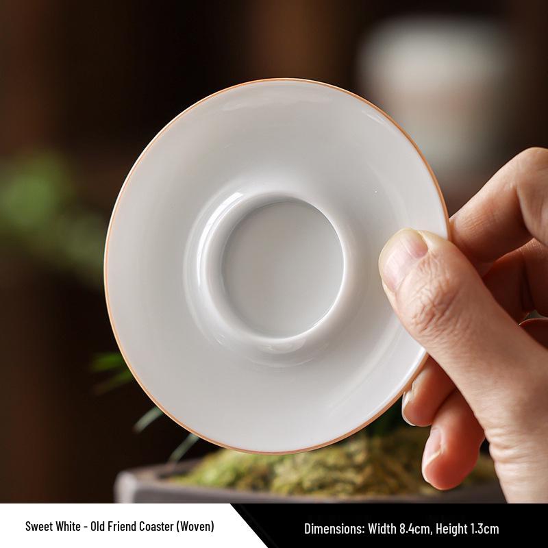 Gold Thread Porcelain Gongfu Tea Cup - Traditional White Ceramic for Home Use