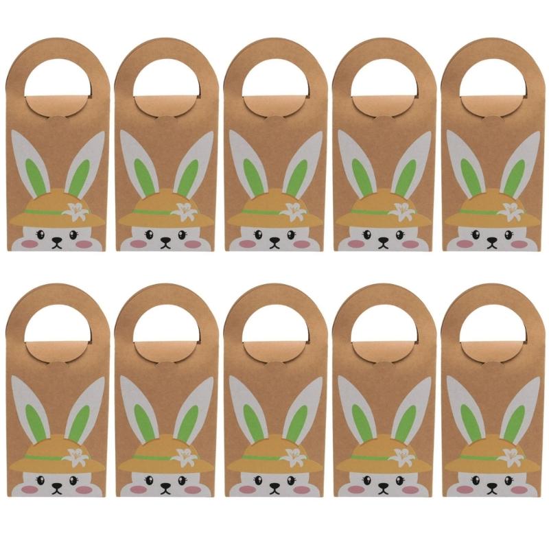 

10pcs Easters Themed Sturdy Gifts Bags with Handle Accessory for Holiday Parties and Festival Gifts Wrapping Use
