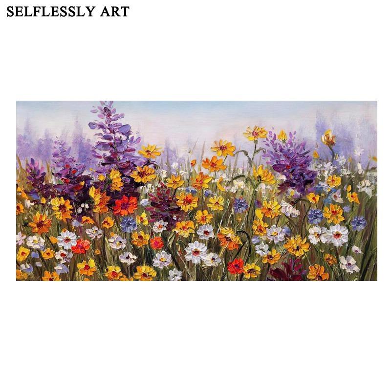 Abstract Flowers Oil Painting On Canvas Wall Art Posters And Prints Wall Pictures For Living Room Bedroom Nordic Art Home Decor