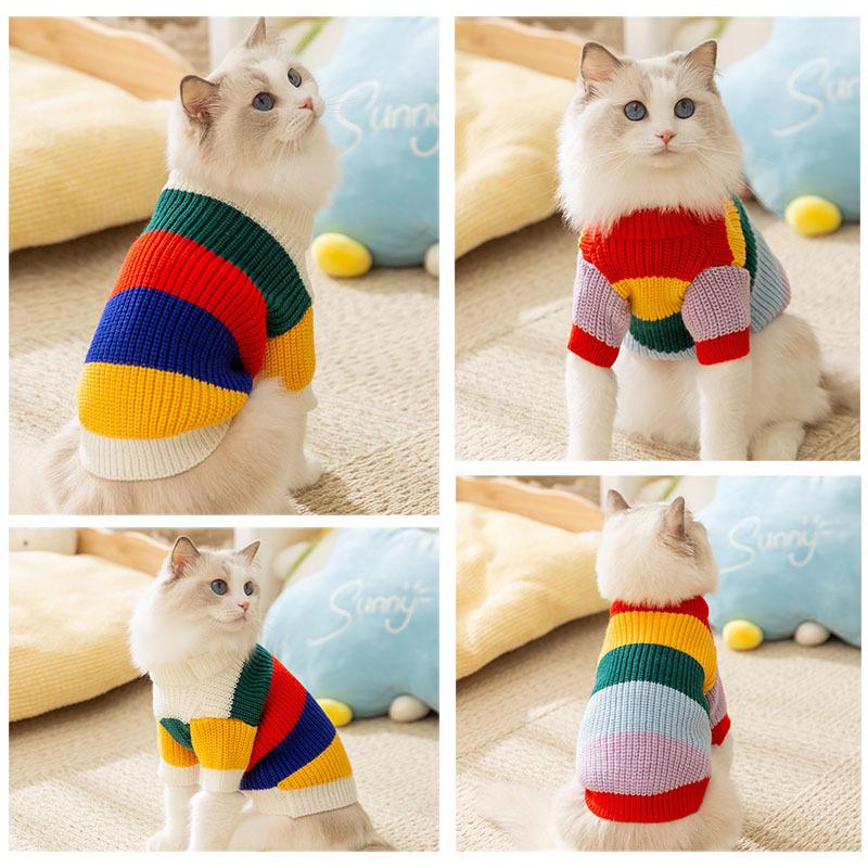 Cat clothes autumn and winter new round neck pullover sweater warm two-legged cat dog hairless cat pet clothing