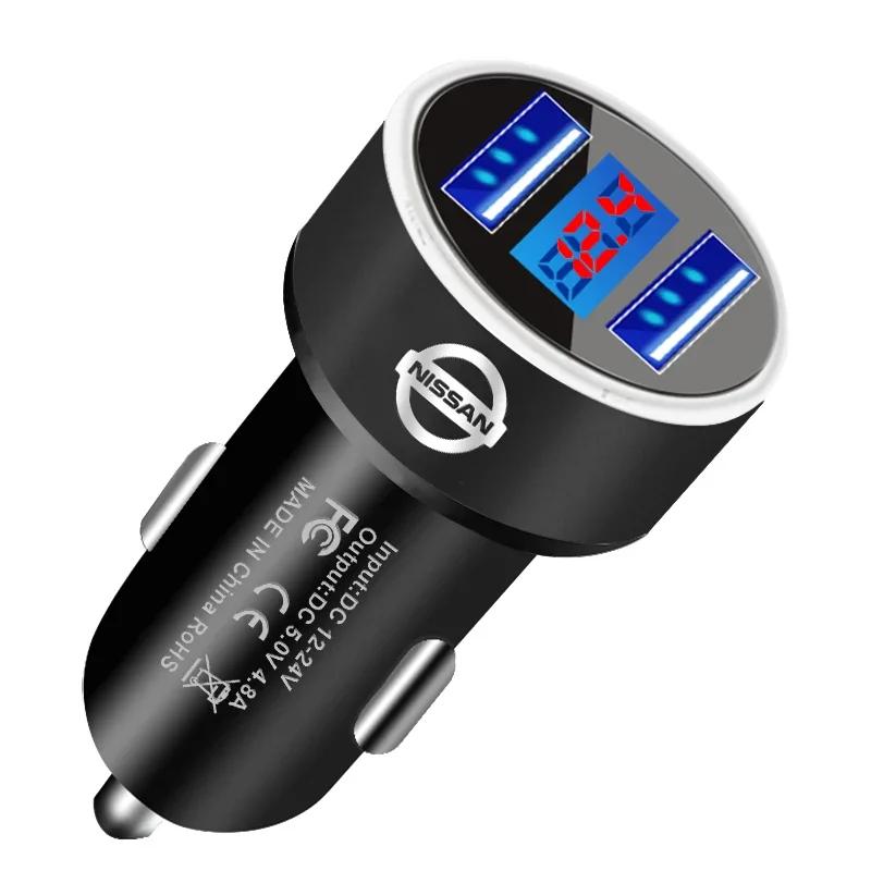 2025 For Nissan Nismo 1pcs Car Charger 2 USB Ports Fast Charging Digital Display Car Chargers For Nissan Nismo Tiida Teana Skyli