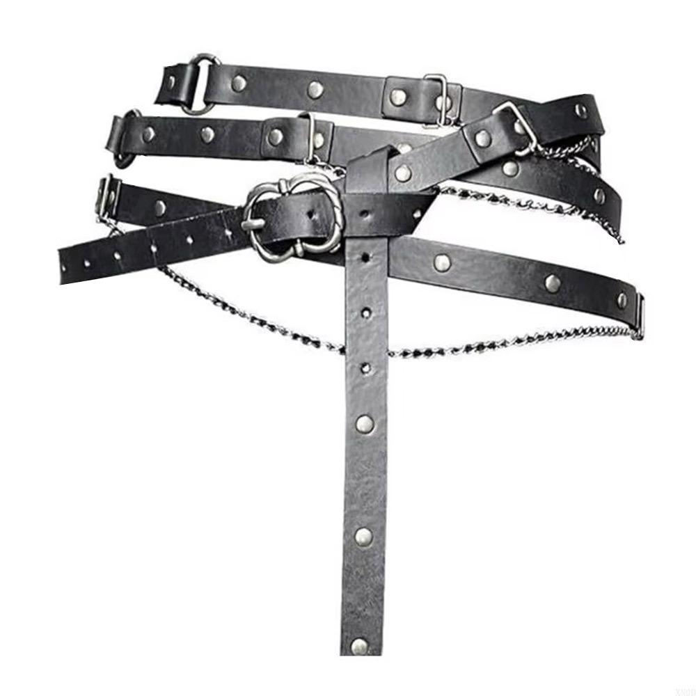 

Medieval DIY Faux Leather Metal Chain Belt Vintage Adjustable Thin Belt For Women, Retro Skinny Belt For Dresses чёрный