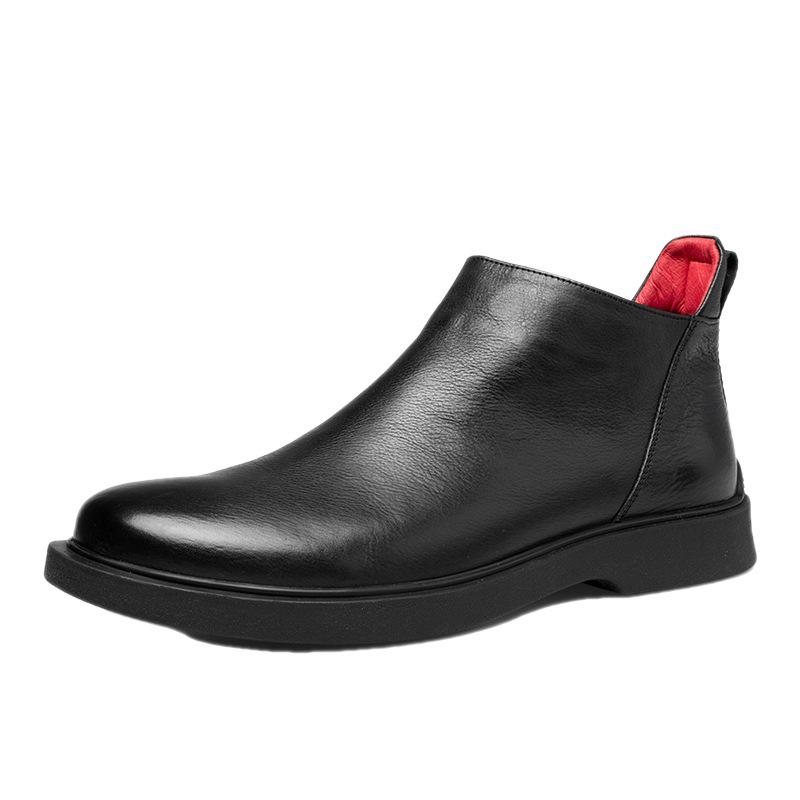 Men's Winter Chelsea Boots - Velvet-Lined Genuine Leather High-Top Martin Boots, British Style.