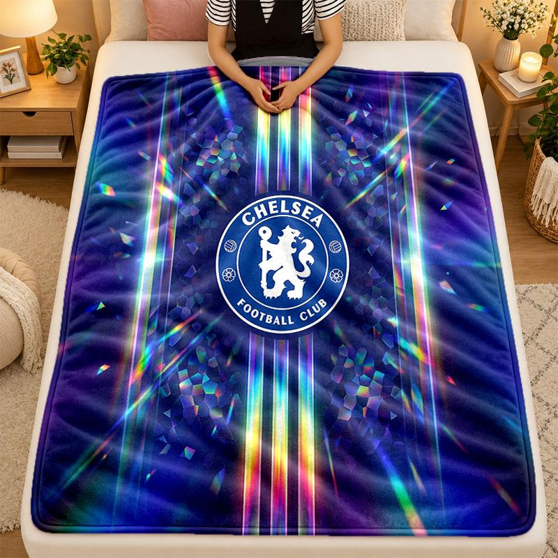 Flannel BlanketChelsea FC Warm Soft Throw Blanket for Indoor Sofa Bed Living Room Use