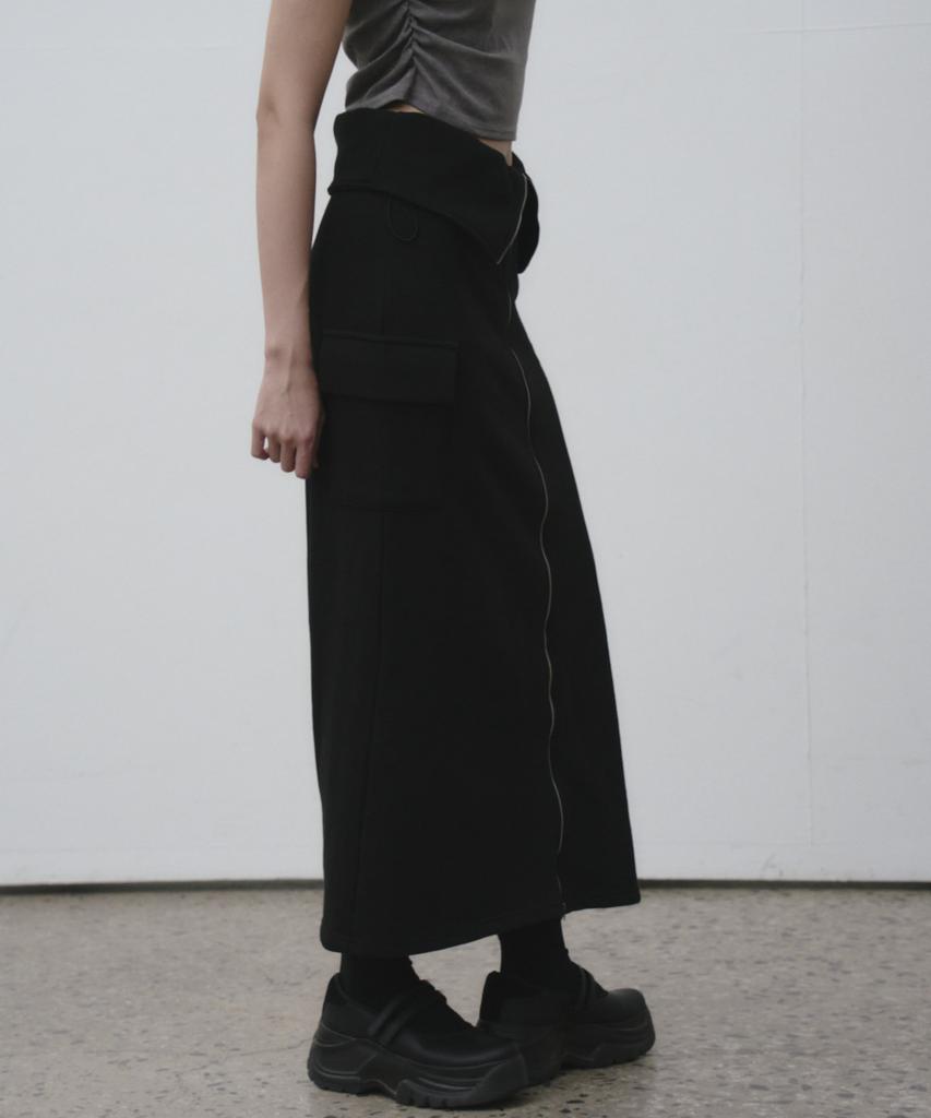 THE GREEN LAB Two-Way Zipper Cargo Long Skirt [Melange Grey]