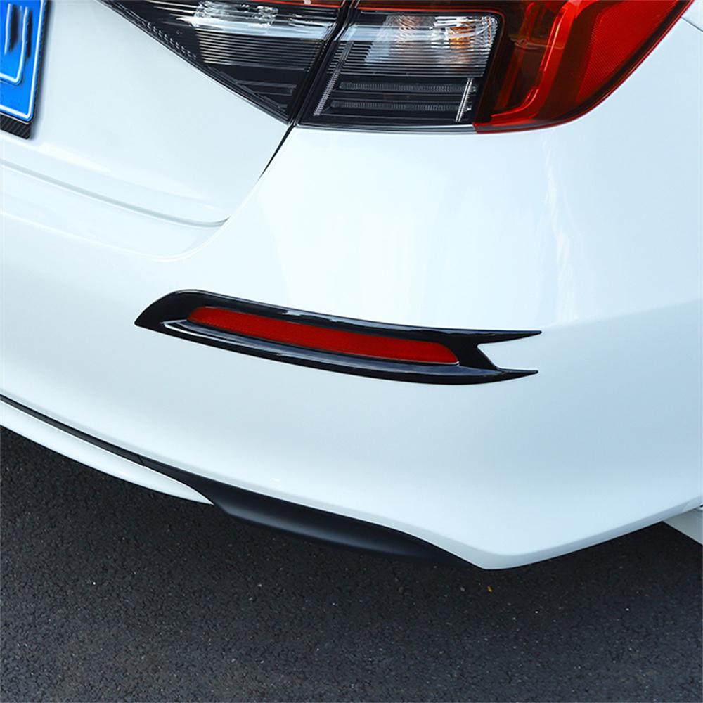 2x Rear Bumper Reflector Fog Light Covers Trim Gloss Black For Honda Civic 2022+