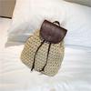 Sommerryggsekk Dame Rattan Straw Bag Casual Hollow Out Dame Vevd Strandveske Ryggsekker Dame Snøring