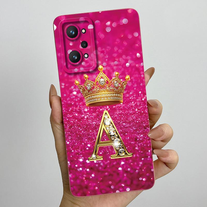 Pour Realme GT Neo 2 Neo 3T Q5 Pro GT2 5G Mode Lettre Initiale Étui de Téléphone pour Couple Silicone Souple TPU Coque de Protection pour Objectif