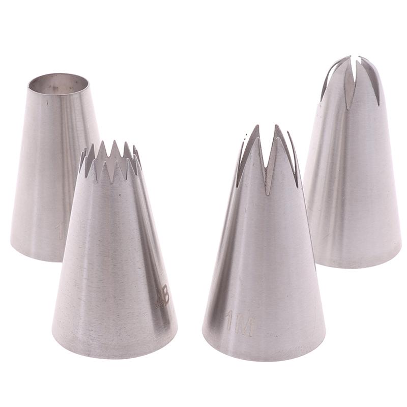 4 Stück Große Spritztüllen Gebäckspitzen Backwerkzeuge Kuchen Set Edelstahl
