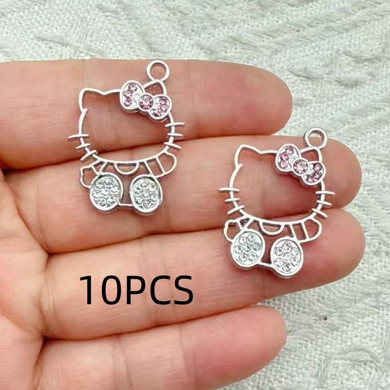 

10/100PCS Cute alloy Cat hollowed out Macron keychain cartoon bag decoration DIY accessories pendant keychain accessories