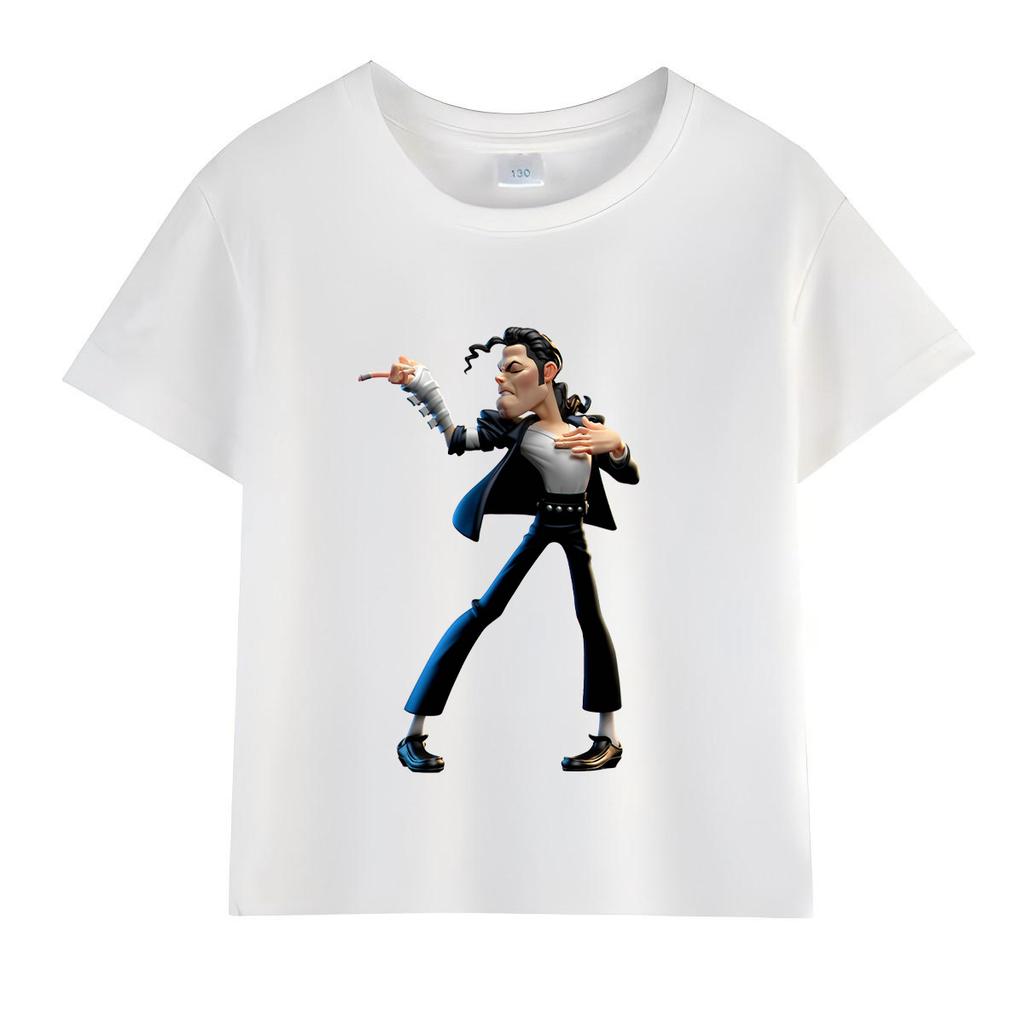 Kinder Michael Jackson Rock N Roll T-Shirt Kinder Mode Rundhals Oberteil Sommer Freizeitkleidung für Jungen und Mädchen