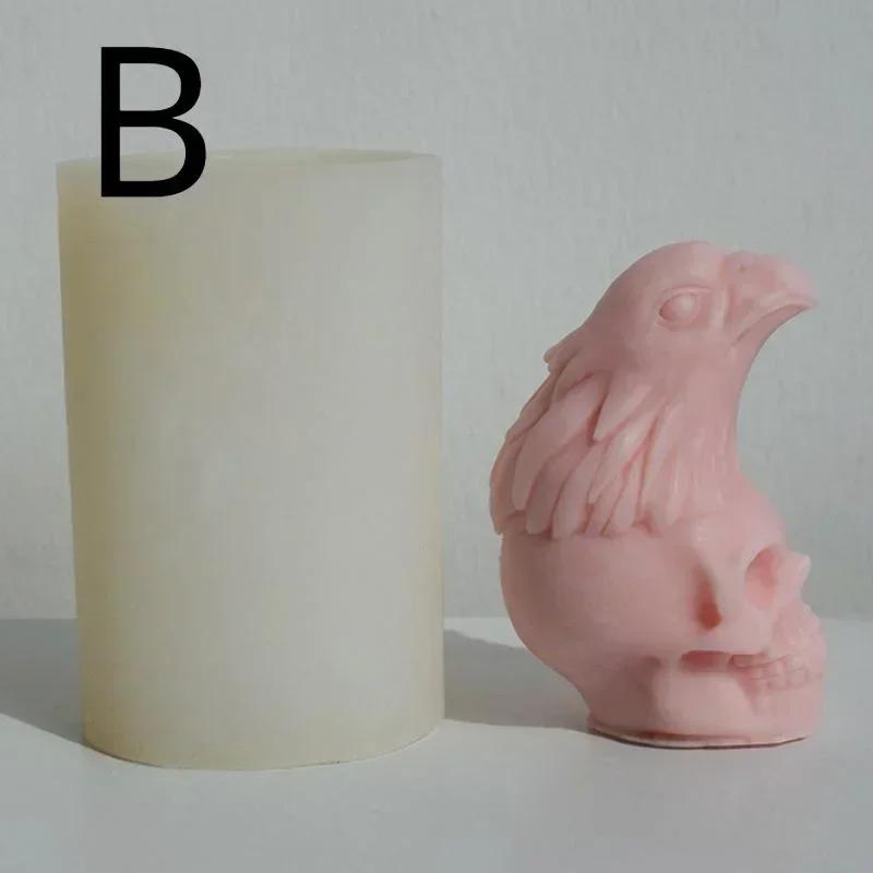 Halloween Skull Handmade Creative Mould Crow Eagle Stepping On Ghost Head Skull Aromatherapy Candle Gel Mould Plaster Drip Mold