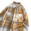 Japanese Retro Men's Contrasting Color Plaid Long-sleeved Shirt Loose Jacket Men and Women's Shirt Versatile Jacket