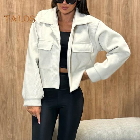 Осень-зима Женская куртка с отложным воротником в английском стиле — фото 8