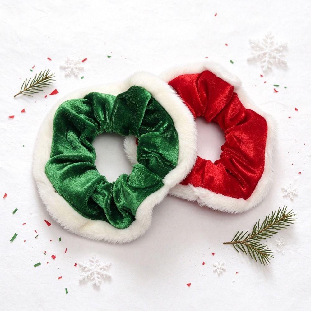 Elastic Christmas Velvet Hair Scrunchie Soft Hair Ties Stretchy Plush Hair Bands Hair Accessories