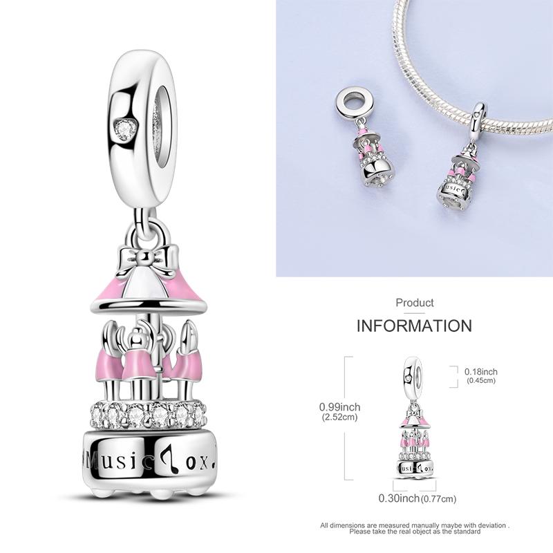 New Copper Charms Beads Pink Series Perfume Cake Princess Skirt Pendant Fit Original Bracelet Diy Jewelry Gifts