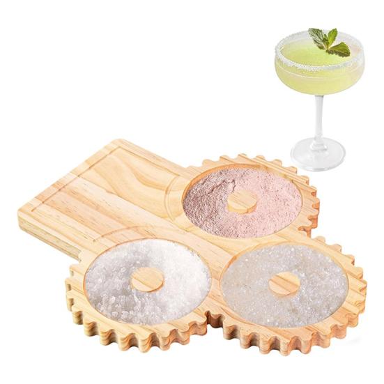 Wooden Bar Glass Rimmer for Margarita And Cocktail Bartender Tool Sugar Salt Box Spice Container Home Bar Party Accessories