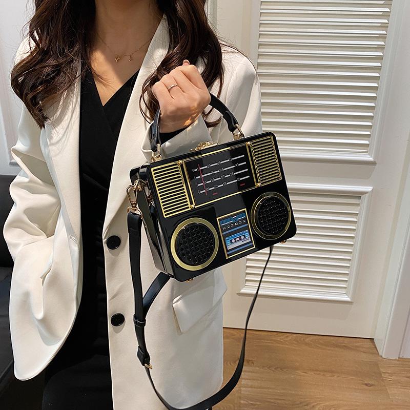 Bolsa rádio retrô acrílica 2025 nova moda personalizada pequena bolsa quadrada feminina portátil mensageiro caixa bolsa