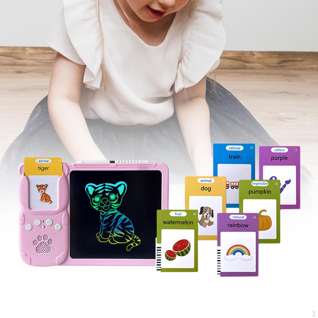 2 in 1 Talking Flash Cards Writing Tablet with Drawing Pad Early Educational Device Learning Toys