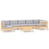 8 Piece Garden Lounge Set with Grey Cushions Pine Wood