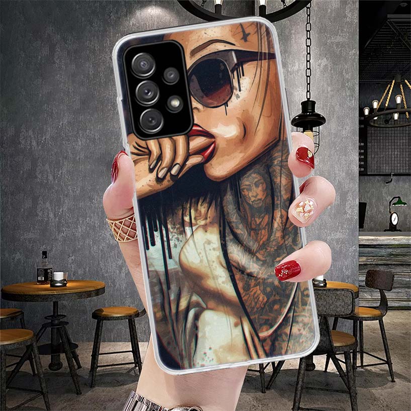 Sexy Sleeve Tattoo Girls Soft Phone Case For Samsung Galaxy S22 S23 S24 S25 Edge S26 Ultra S20 FE S21 Plus + Fundas Coque Galaxy