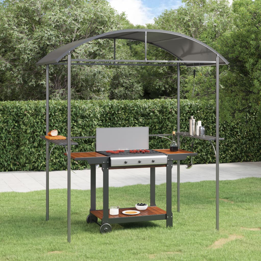 vidaXL Grillpavillon mit Seitenregalen Anthrazit 220x115x230 cm Stahl dunkelgraue