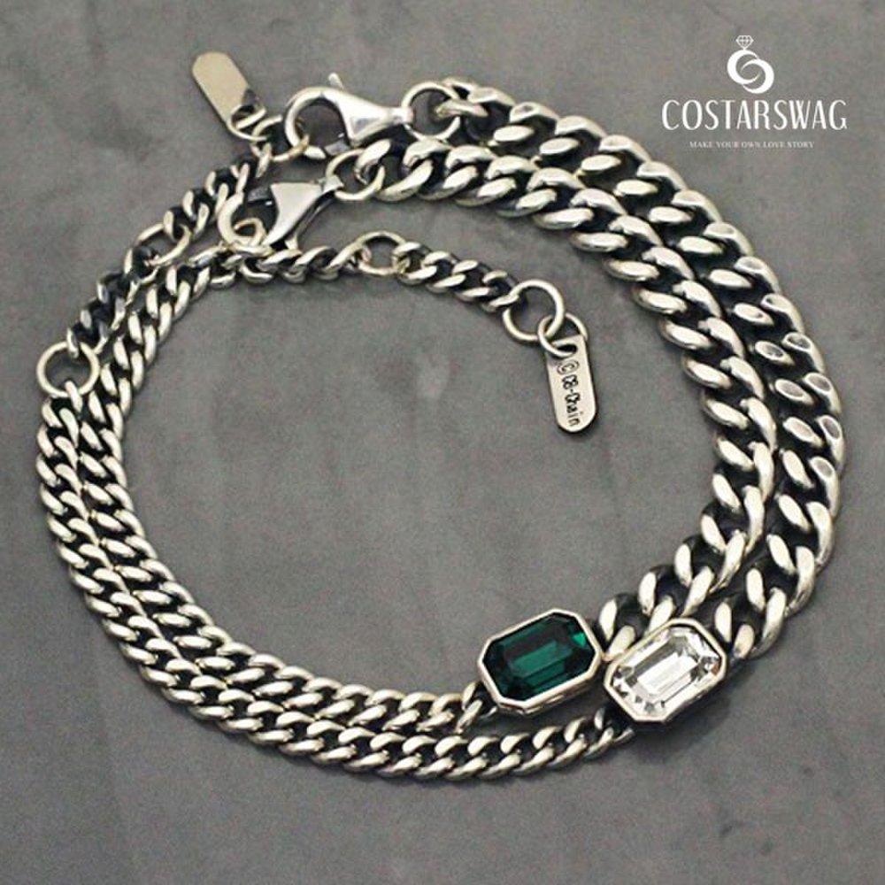 

Genuine 925 silver cubic chain silver bracelet White Cubic