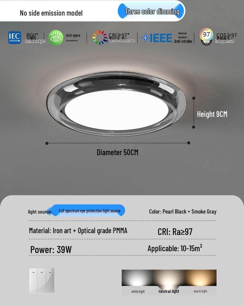2025 Luxurious Glass Round Ceiling Light for Bedrooms, Studies, and Children s Rooms