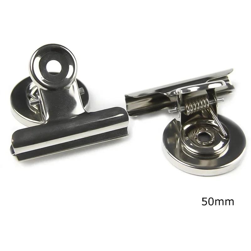New 2Pcs Metal Round Fridge Magnetic Sticker Clips Fridge Wall Memo Note Message Binders Clamp Holder Whiteboard Magnet Colorful