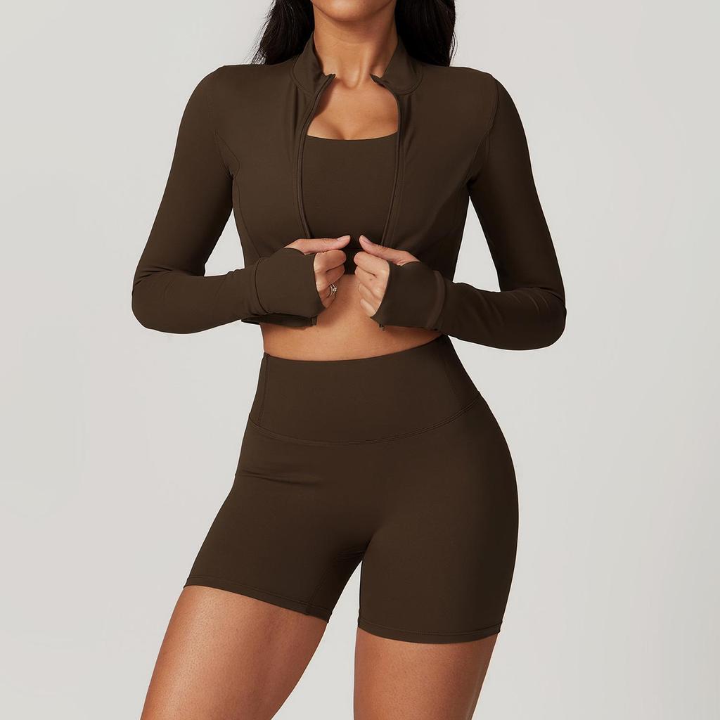Women's Summer Nude Yoga Suit: Professional 3-Piece Set for Gym, Running, Sports, Fitness (8047)