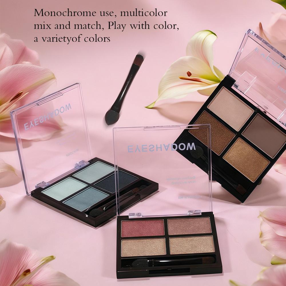 3pcs 4-Color Eyeshadow Palette Set Shimmer Matte Earthy Neutral Eye Shadow Compact Waterproof Long Lasting Eye Makeup Cosmetics