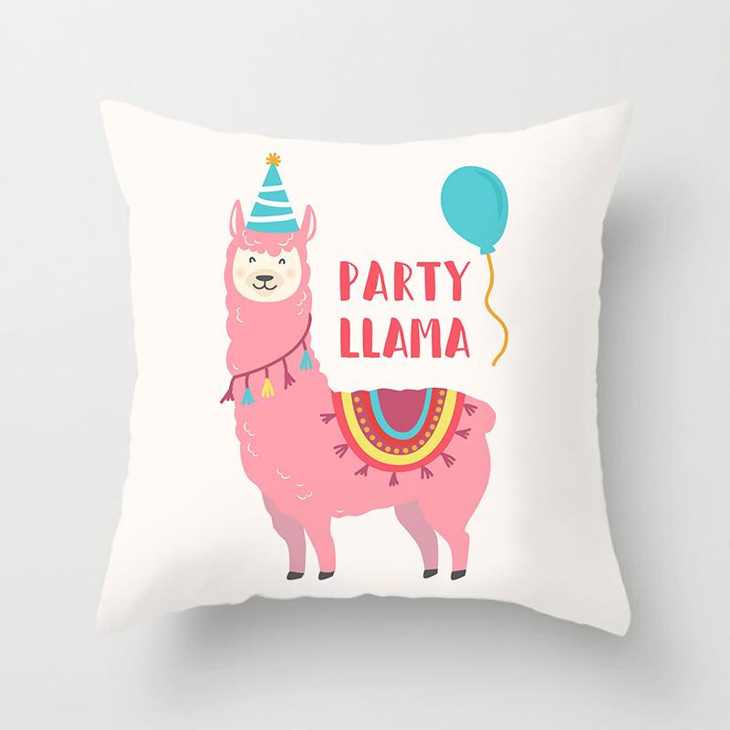 Cute Cartoon Alpaca Cushion Cover Creative Alpaca Printed Decorative Pillow Cover Alpaca Pillow Cover Sofa