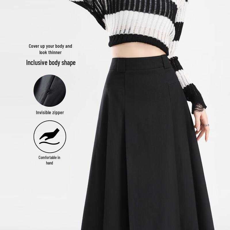 Handu Yishe High-Waisted Pleated A-Line Midi Skirt S