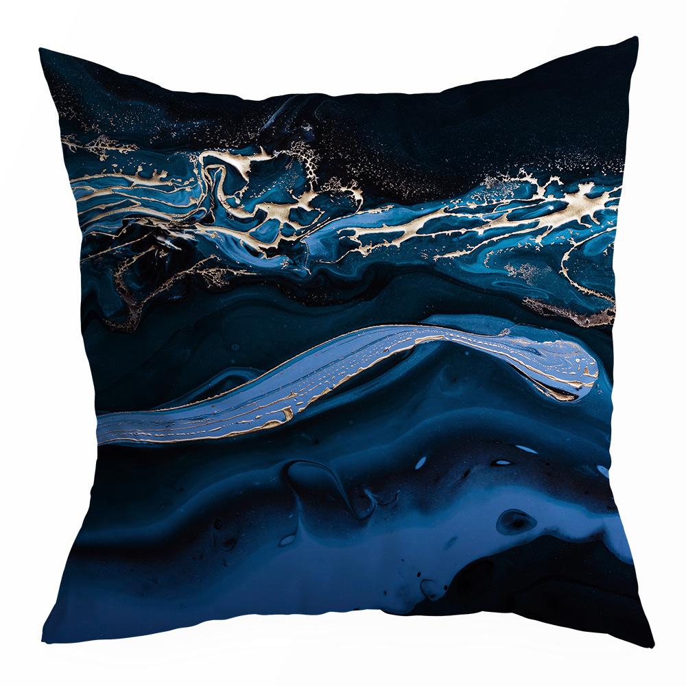 Blue Abstract Marble Print Pillowcase Sale Peach Leather Velvet Home Pillow Sofa Cushion Cover