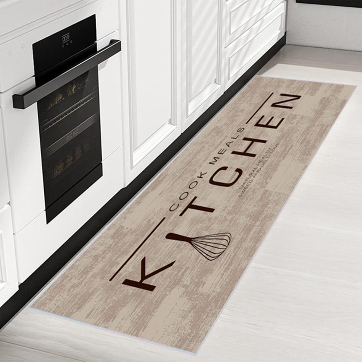 

Rovigo Home Цифровая печать Моющийся нескользящий напольный кухонный ковер RVG2053-SD519 80 x 150 бежевый