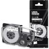 Casio CASIO NameLand Tape (XR-12WE) for Label Printers, Compatible with 12mm White-Background-Bla...