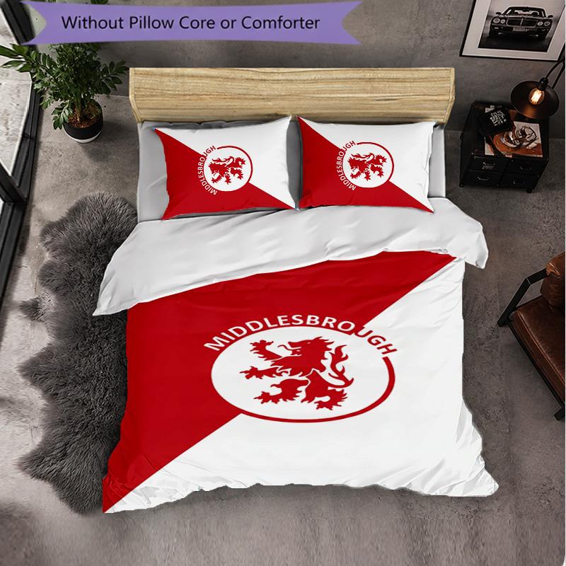 Biancheria da letto a tema Middlesbrough FC Set 3 Pezzi Copripiumino Biancheria da letto Decorativa per Camera Adolescenti Decorazione Casa