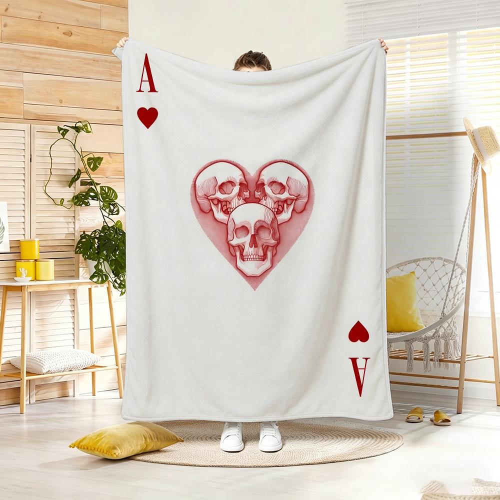Artwork A-A playing cards Throw Lightweight 240g Flannel Blanket Soft Skin-friendly for Summer Cooling