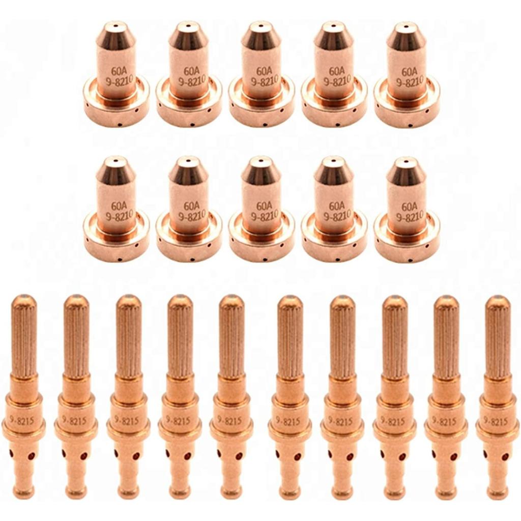 10Pcs 9-8210 Plasma Nozzle 10Pcs 9-8215 Plasma Electrode Fit for Thermal Dynamics SL60/SL100 Cutting Torch Consumables