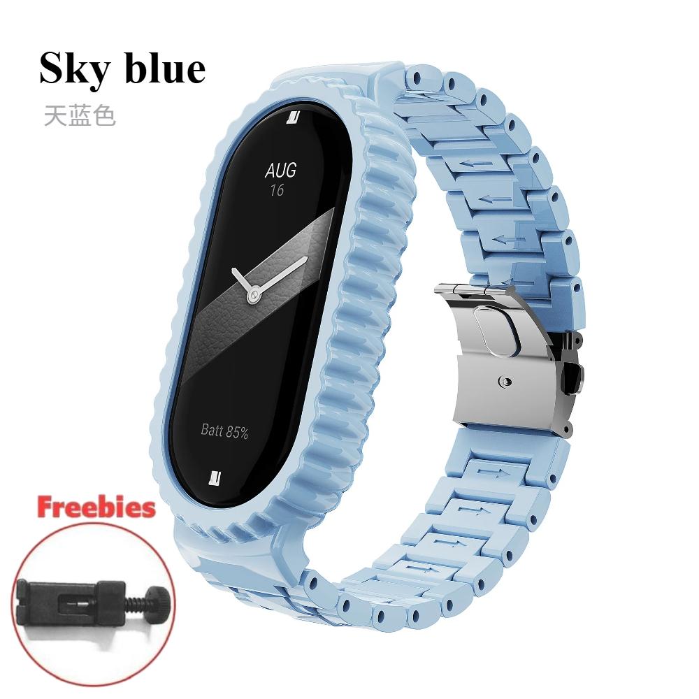 Strap+Case For Xiaomi Mi Band 10 Strap Resin Replaceable Bracelet Wristband for Mi Band 9 8 7 Belt Mi Band 6 5 4 3  Strap
