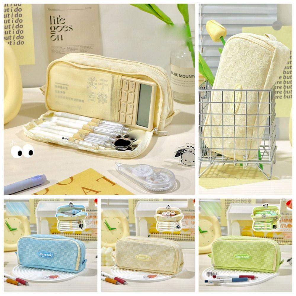 

Korean Style Makeup Cosmetic Pouch Cream Color Stationery Bag Simple Pen Pouch Student