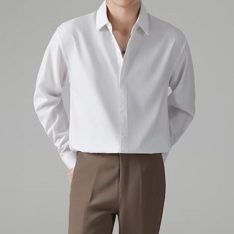 

Men s Korean-Style Loose Business Casual Long-Sleeve Shirt - Light Autumn/Spring XXXL белый