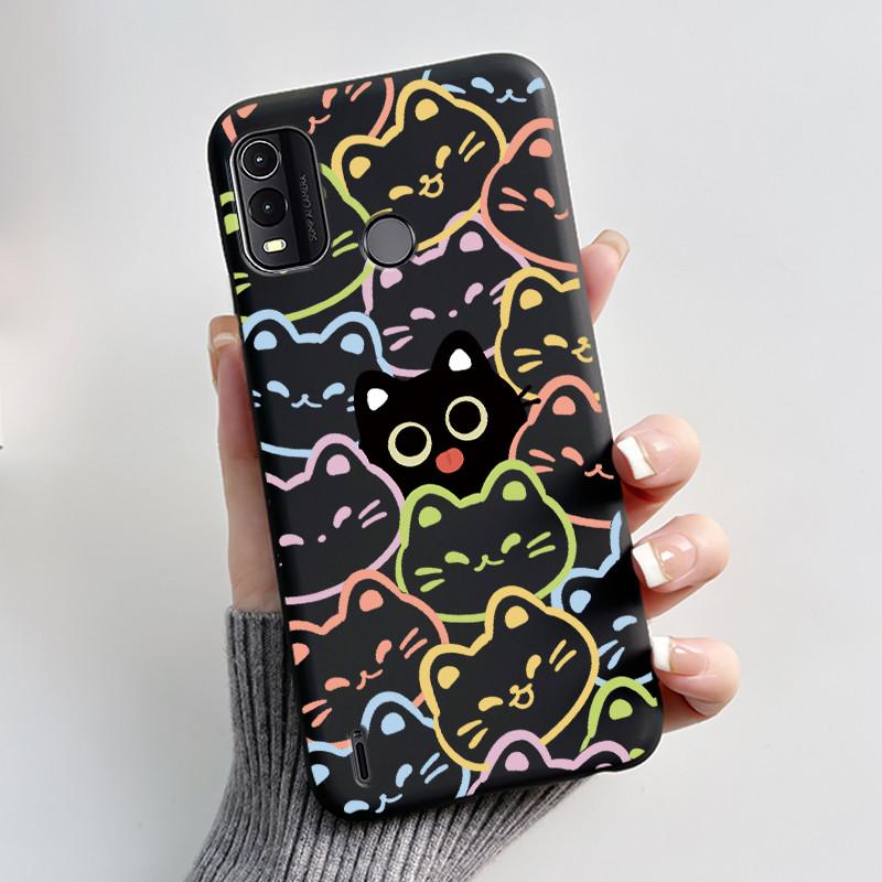 Dreamy Black Case For Nokia G11 Plus Elegant Butterfly Wildflower Pattern Shell With Jelly Color Shockproof Bumper Soft Cover
