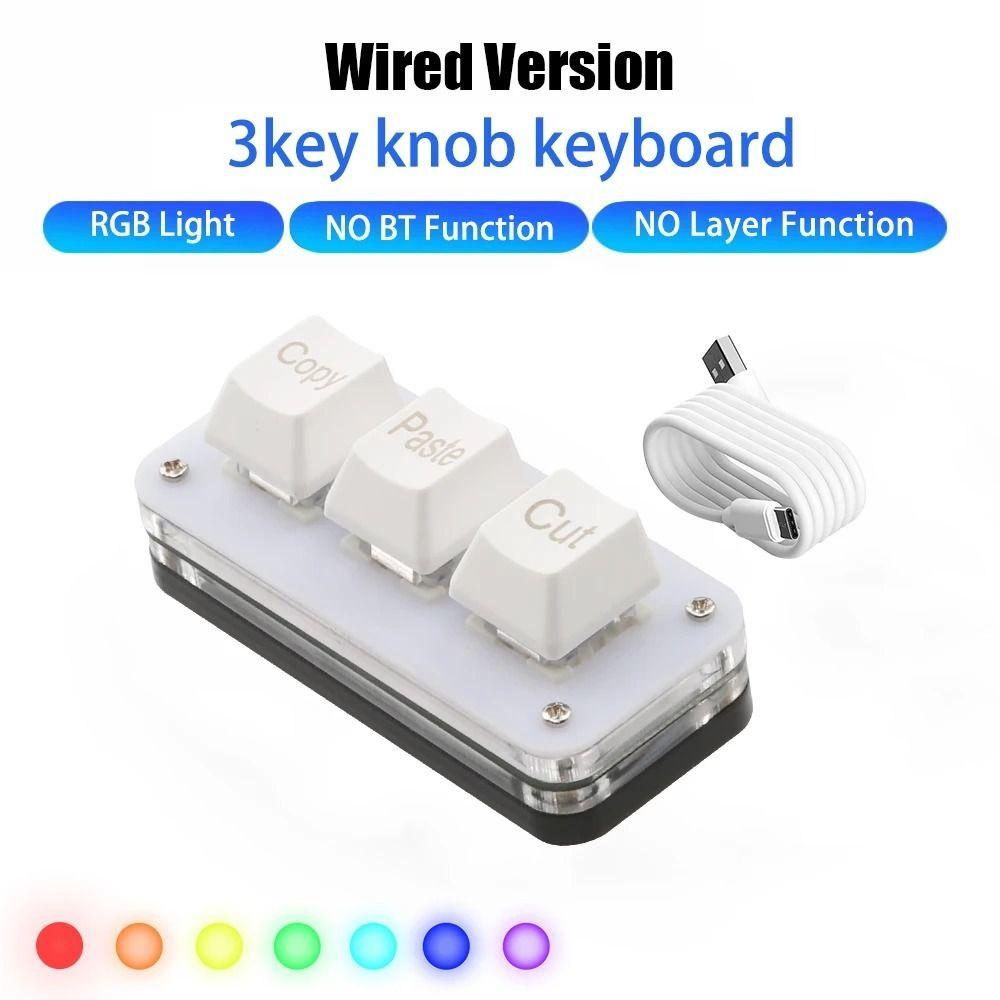 Mini Custom Mini 3 Key Keypad Hot Swap 3 Keys Mini Keypad Copy Paste Cut Keypad  Games