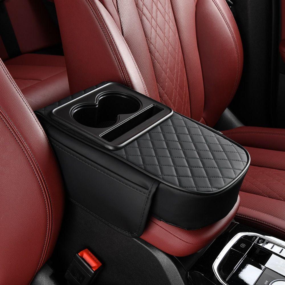 with Cup Holder Car Armrest Pad PU Leather Car Armrest Pillow Universal